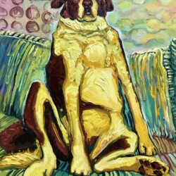 Kujo at Home<br>
14"x11"<br>
Oil on Linen Canvas Kujo at Home