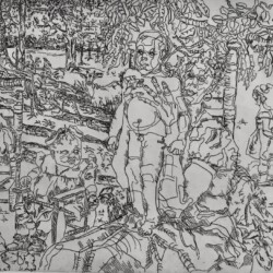 Life Under the Old Mapou Tree<br>
Copper Etching<br>
Artist Proof<br>
8 3/4"x13 1/2" Life Under the Old Mapou Tree