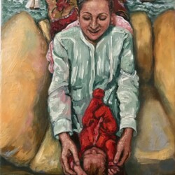 Mother and Child<br>
10"x8"<br>
Oil on Linen Canvas Mother and Child