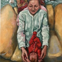 Mother and Child<br>
10"x8"<br>
Oil on Linen Canvas Mother and Child